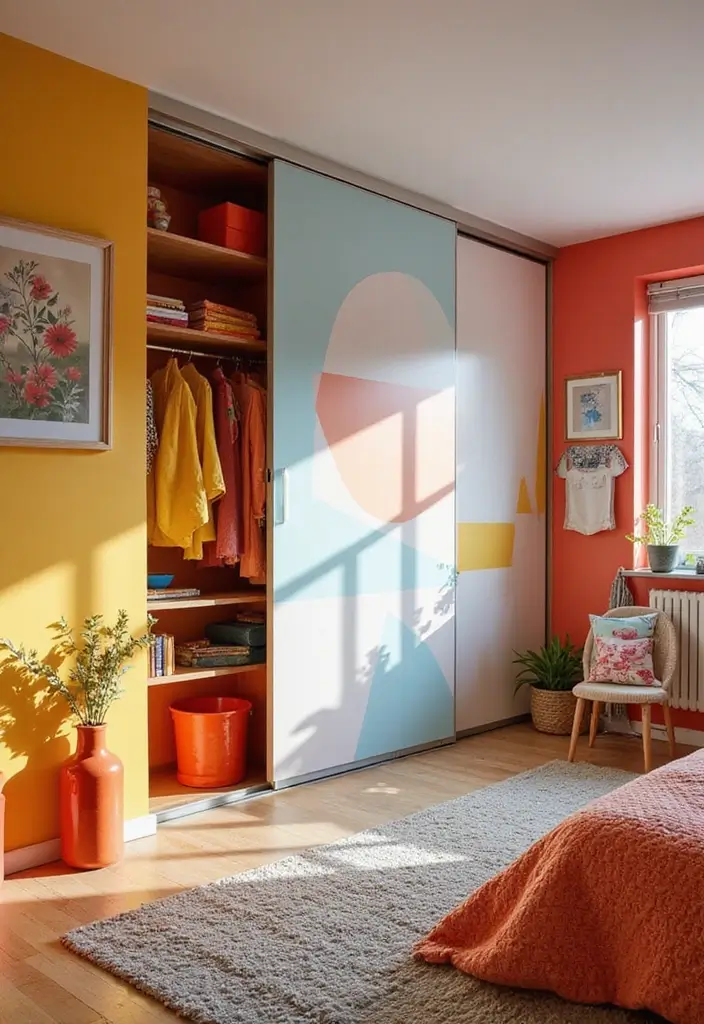 25 Bedroom Closet Door Ideas That Combine Function and Flair - 4. Bold Color Accents