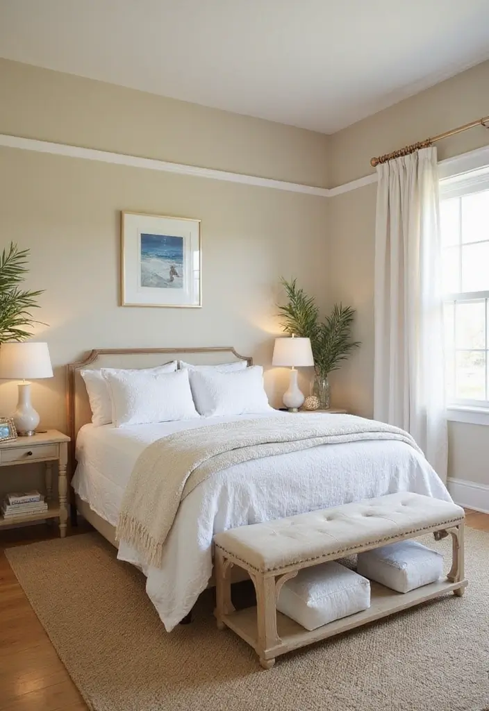25 Beige Wall Bedroom Ideas That Add Warmth and Sophistication - 17. Coastal Retreat