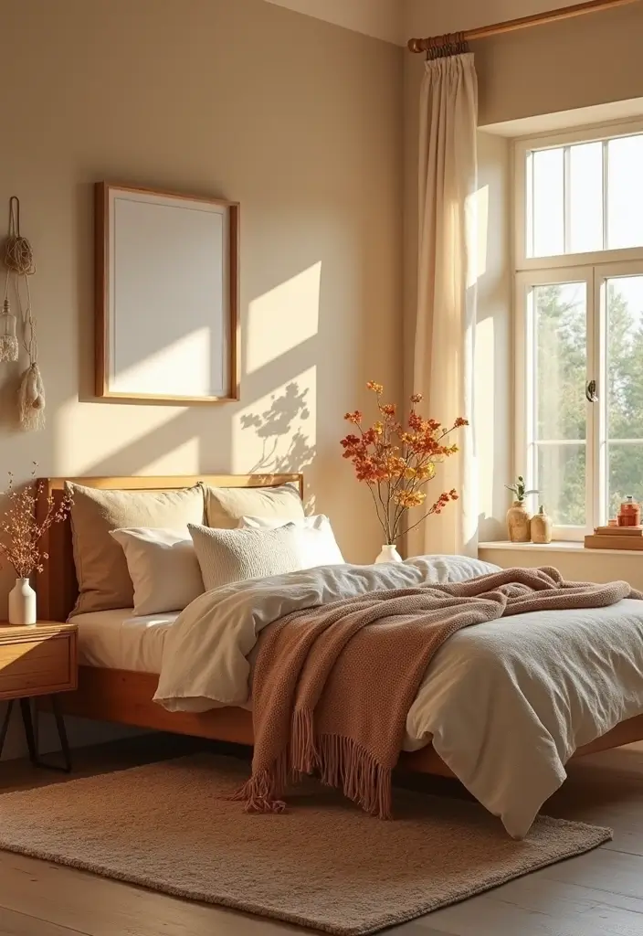 25 Beige Wall Bedroom Ideas That Add Warmth and Sophistication - 25. Seasonal Touches
