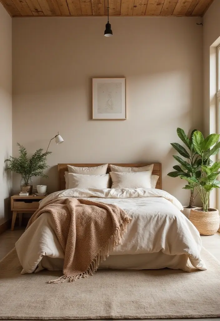 25 Beige Wall Bedroom Ideas That Add Warmth and Sophistication - 7. Earthy Tones Mix