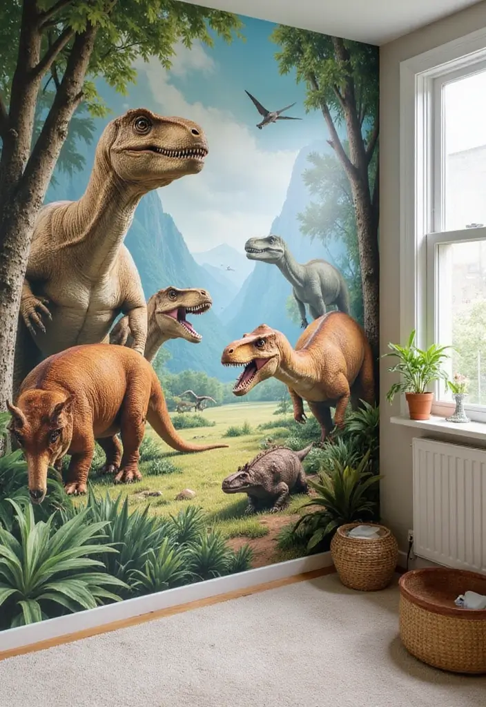 25 Boys Dinosaur Bedroom Ideas for a Roaring Good Time - 1. Dinosaur Wall Murals