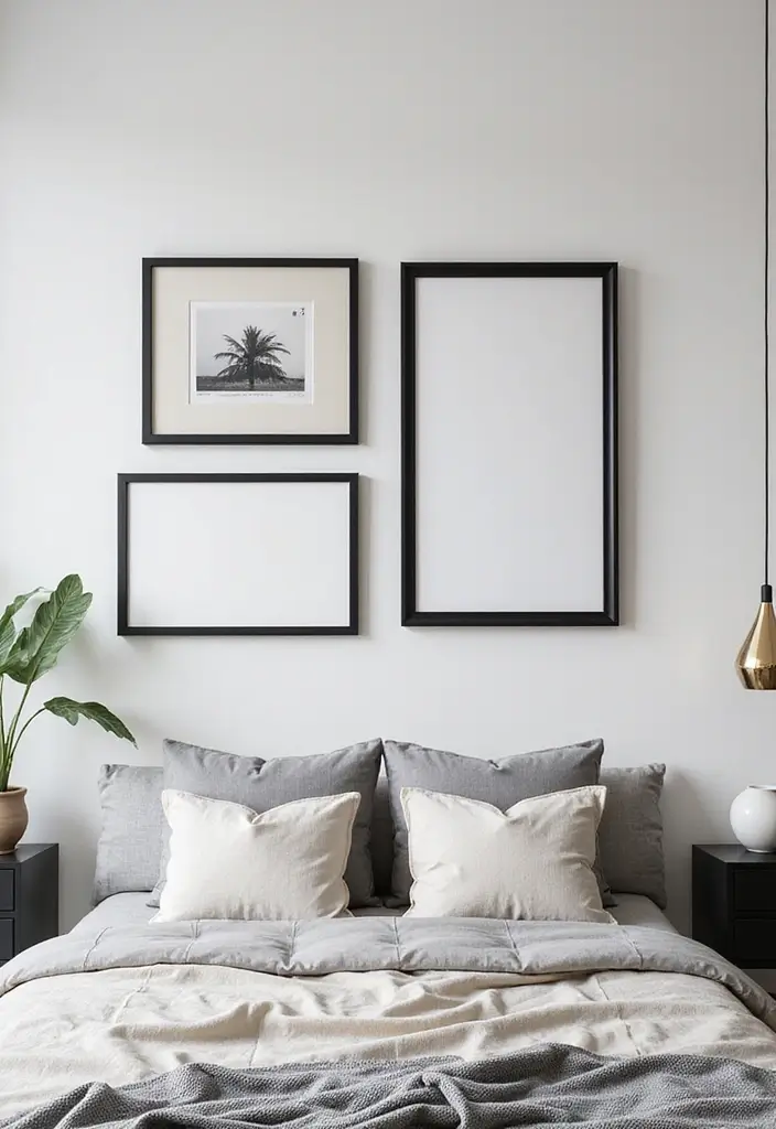 25 Picture Wall Ideas Bedroom Aesthetic Black and White That Inspire You - 18. Elegant Black Frames