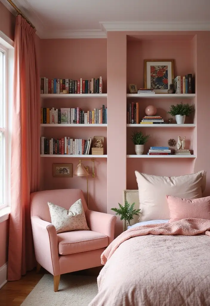 25 Pink Bedroom Ideas for Teens That Are Trendy & Stylish - 10. Cozy Reading Nook