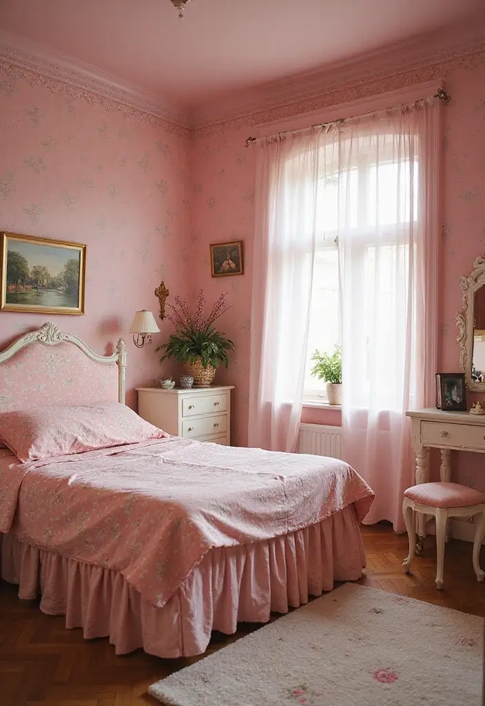 25 Pink Bedroom Ideas for Teens That Are Trendy & Stylish - 11. Vintage Charm