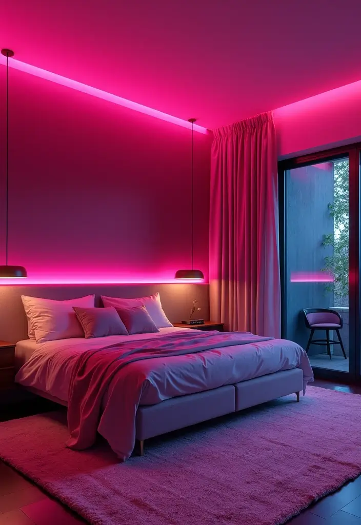 25 Pink Bedroom Ideas for Teens That Are Trendy & Stylish - 12. Neon Pink Edge