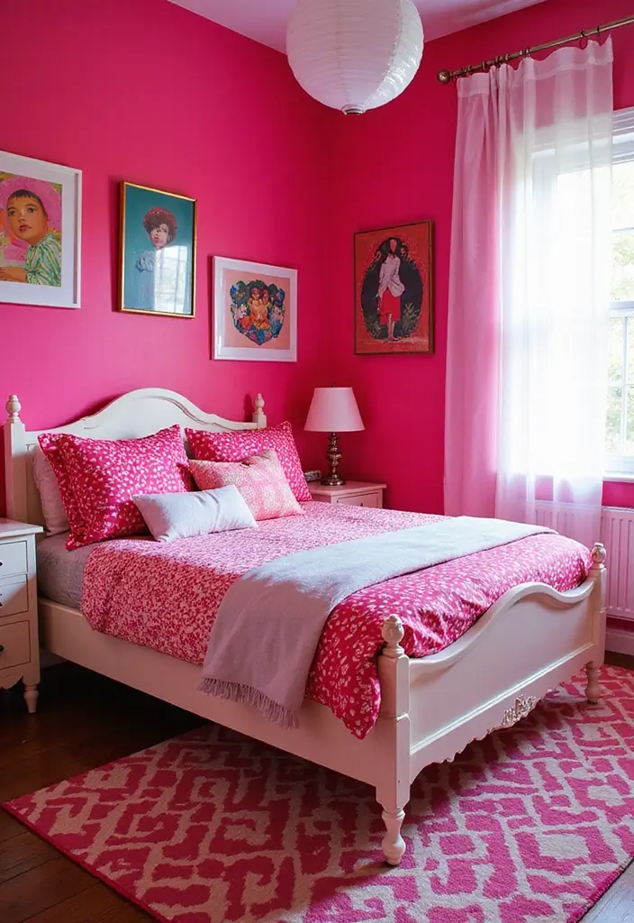 25 Pink Bedroom Ideas for Teens That Are Trendy & Stylish - 2. Bold Hot Pink Accents