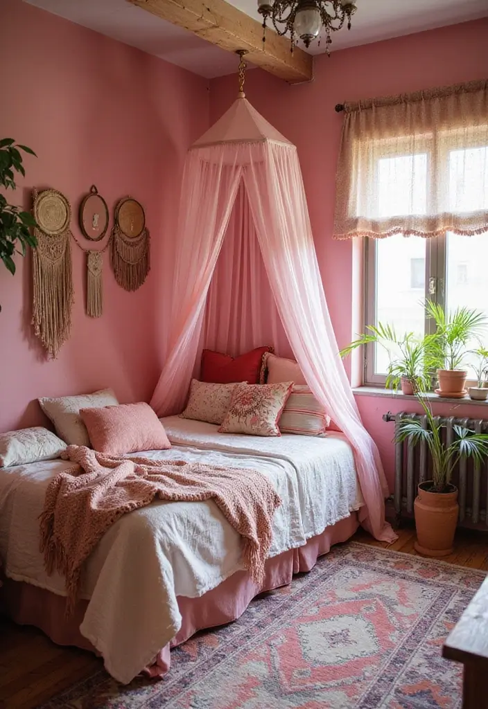 25 Pink Bedroom Ideas for Teens That Are Trendy & Stylish - 3. Bohemian Dreamland