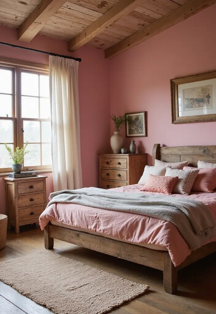 25 Pink Bedroom Ideas for Teens That Are Trendy & Stylish - 7. Rustic Chic