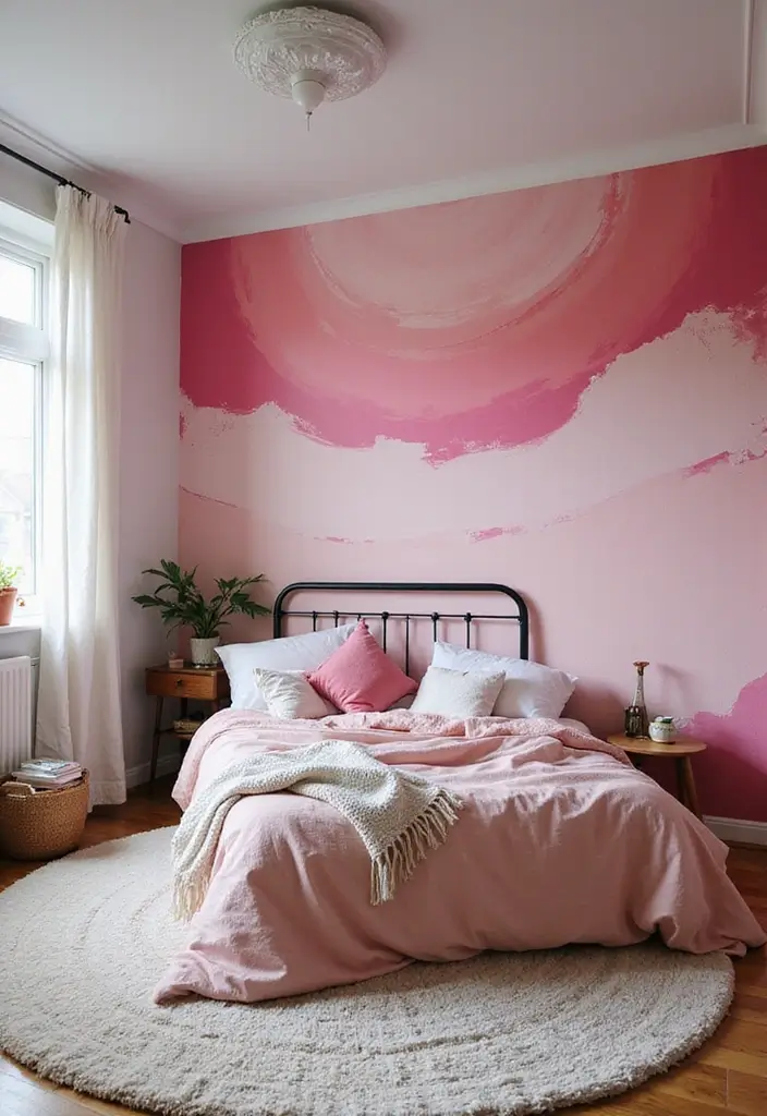 25 Pink Bedroom Ideas for Teens That Are Trendy & Stylish - 8. Artful Accent Walls