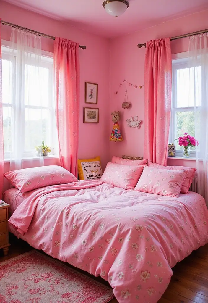 25 Pink Bedroom Ideas for Teens That Are Trendy & Stylish - 9. Playful Patterns