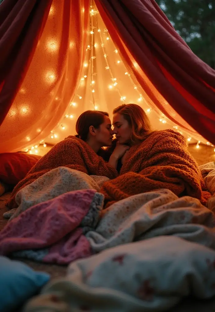 25 Spicy Couples Photoshoot Ideas in Bedroom That Turn Up the Heat - 1. Cozy Blanket Fort