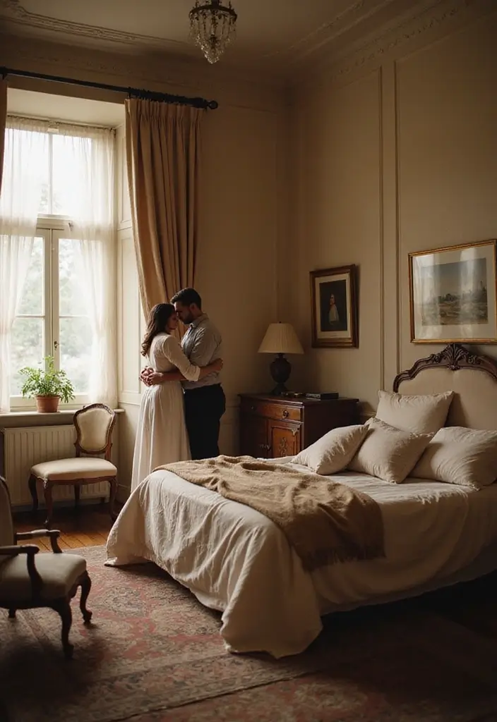 25 Spicy Couples Photoshoot Ideas in Bedroom That Turn Up the Heat - 14. A Little Bit of Vintage