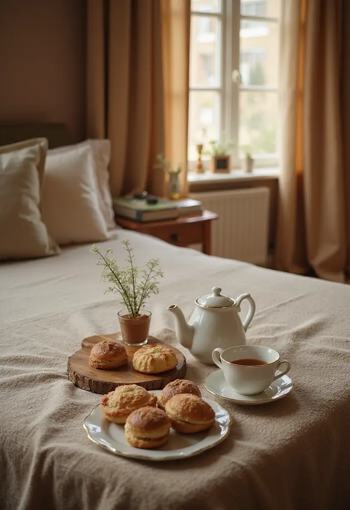25 Spicy Couples Photoshoot Ideas in Bedroom That Turn Up the Heat - 15. Afternoon Tea Setup
