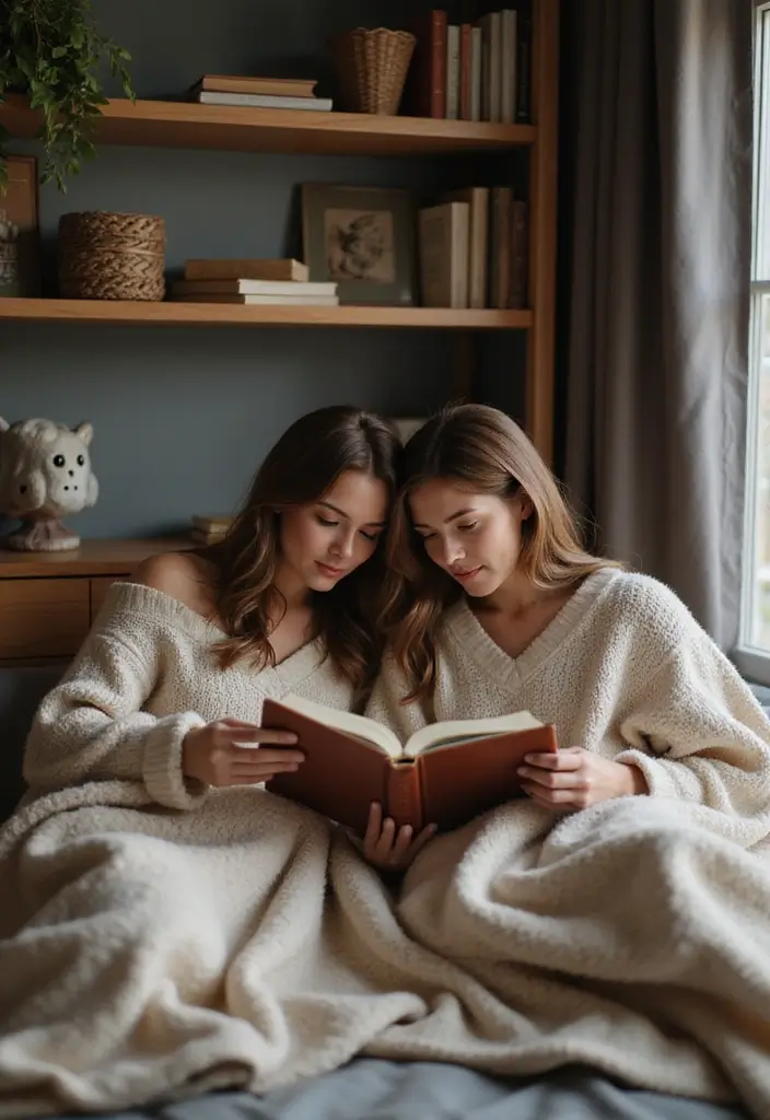 25 Spicy Couples Photoshoot Ideas in Bedroom That Turn Up the Heat - 17. Cozy Reading Nook