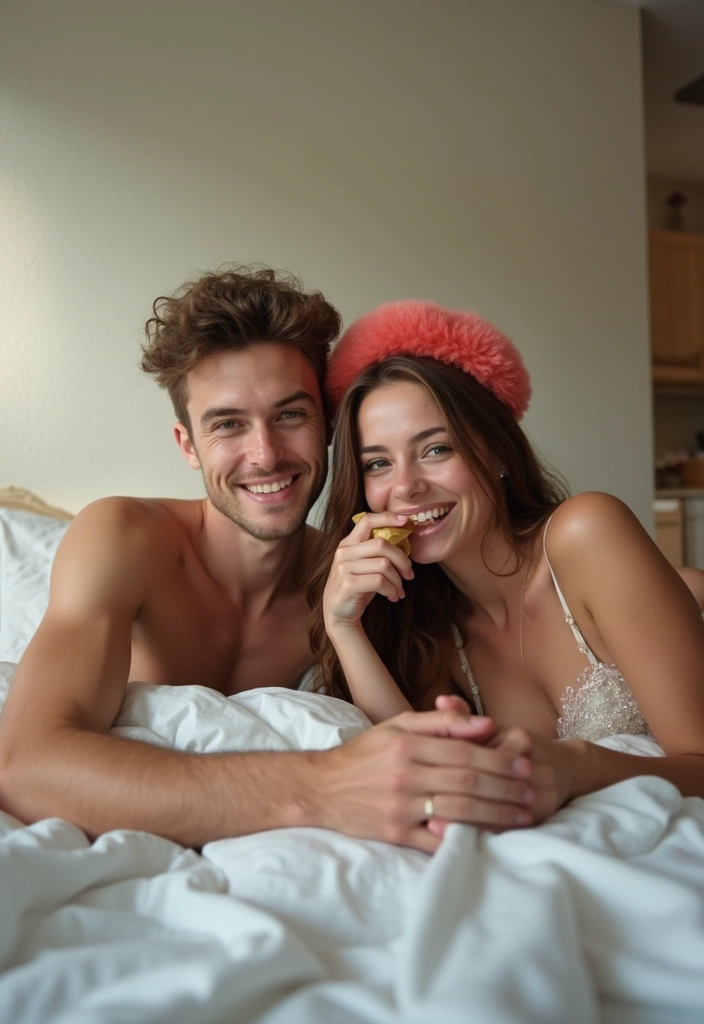 25 Spicy Couples Photoshoot Ideas in Bedroom That Turn Up the Heat - 21. Quirky Selfies