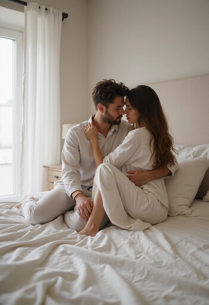 25 Spicy Couples Photoshoot Ideas in Bedroom That Turn Up the Heat - 22. Minimalist Aesthetic