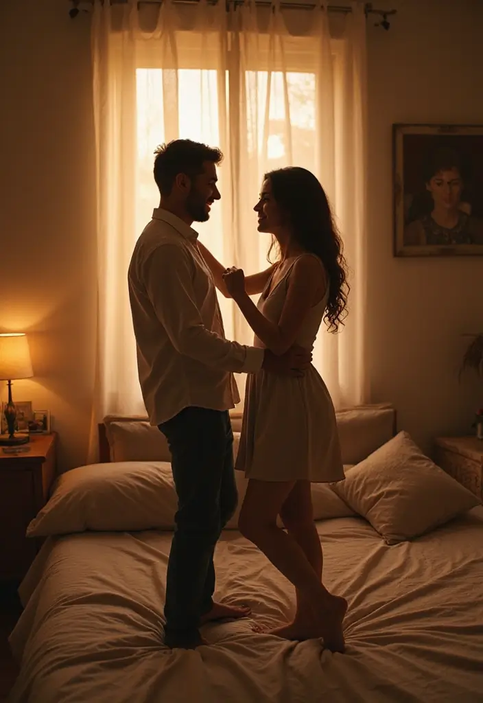 25 Spicy Couples Photoshoot Ideas in Bedroom That Turn Up the Heat - 23. Romantic Dance Session