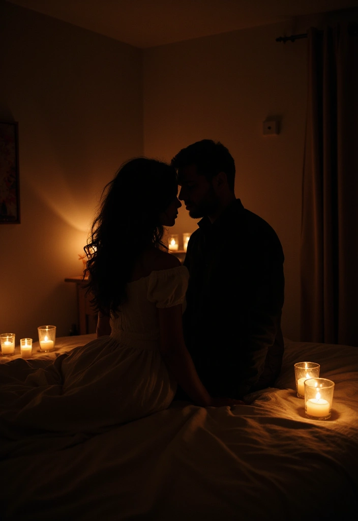 25 Spicy Couples Photoshoot Ideas in Bedroom That Turn Up the Heat - 3. Romantic Candlelit Scene