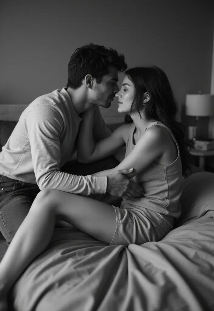 25 Spicy Couples Photoshoot Ideas in Bedroom That Turn Up the Heat - 7. Artistic Black and White