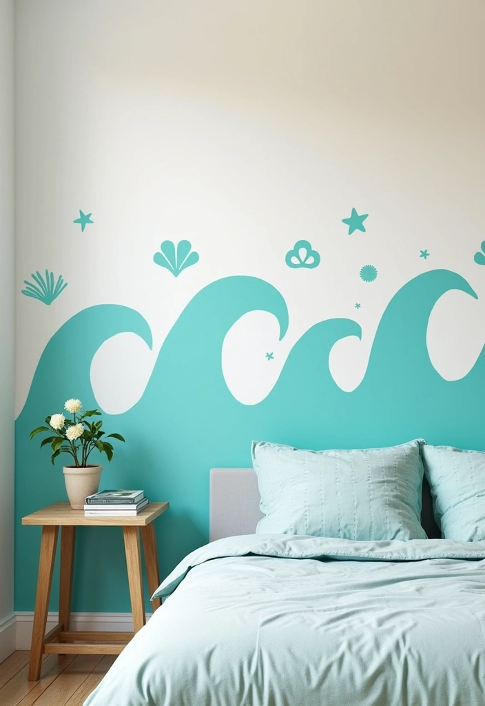 25 Turquoise Bedroom Ideas for Adults That Calm the Soul - 18. Turquoise Wall Decals and Stickers