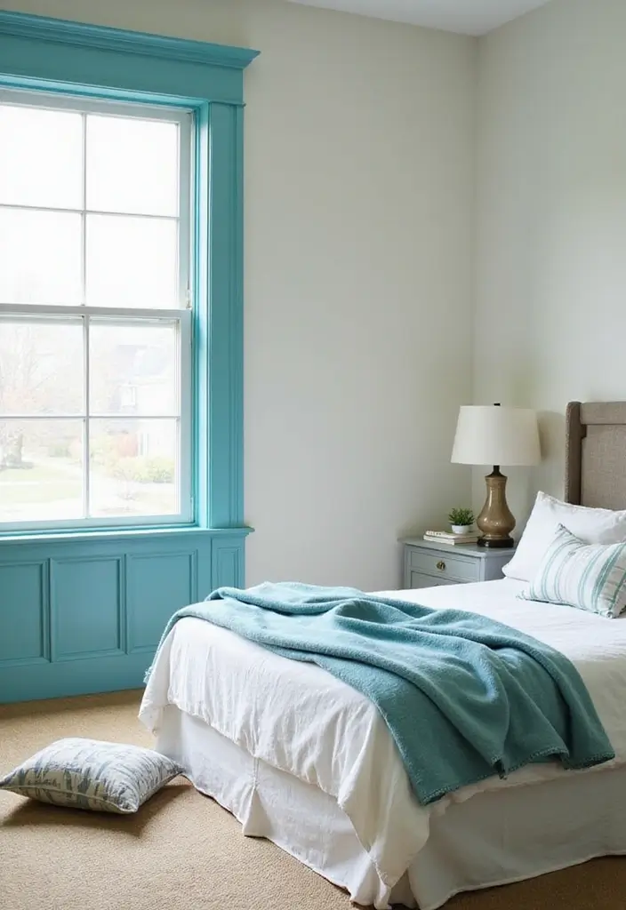 25 Turquoise Bedroom Ideas for Adults That Calm the Soul - 23. Turquoise Paint Accents