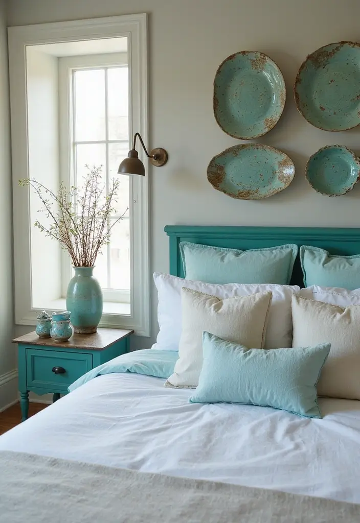 25 Turquoise Bedroom Ideas for Adults That Calm the Soul - 25. Turquoise Ceramics and Pottery