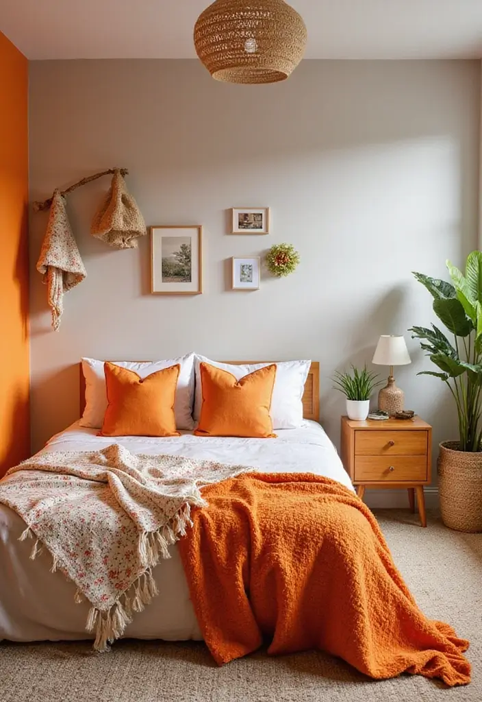 26 Aesthetic Room Color Ideas Bedroom That Make Your Space Feel Dreamy - 20. Bright Tangerine