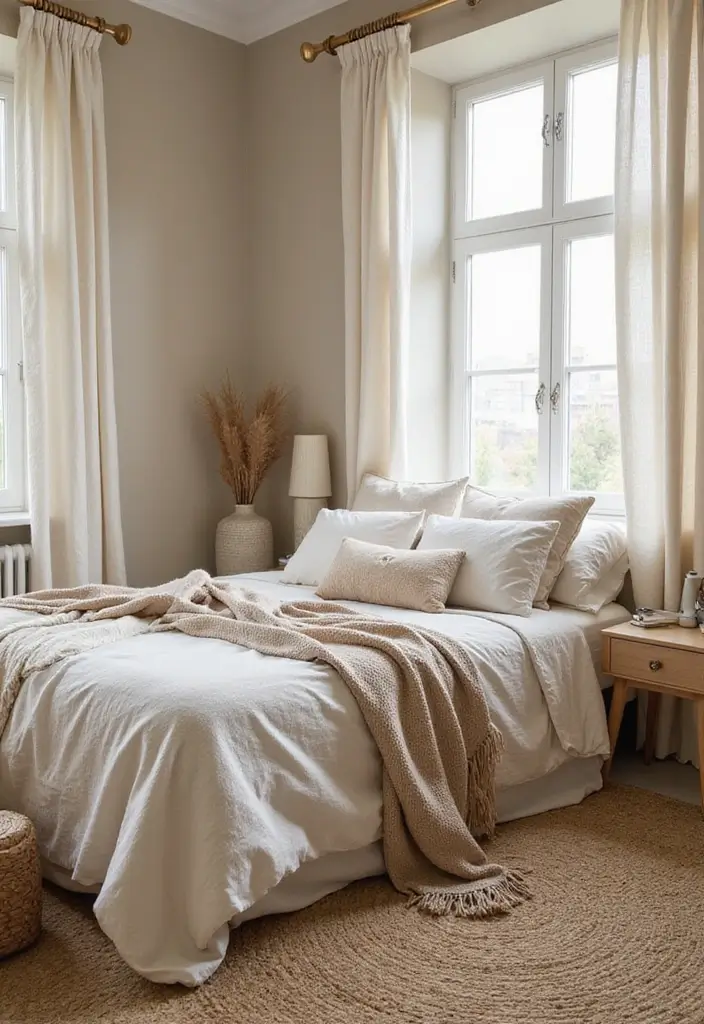 30 Beige Aesthetic Bedroom Ideas That Feel Calm & Minimalist - 4. Natural Textiles