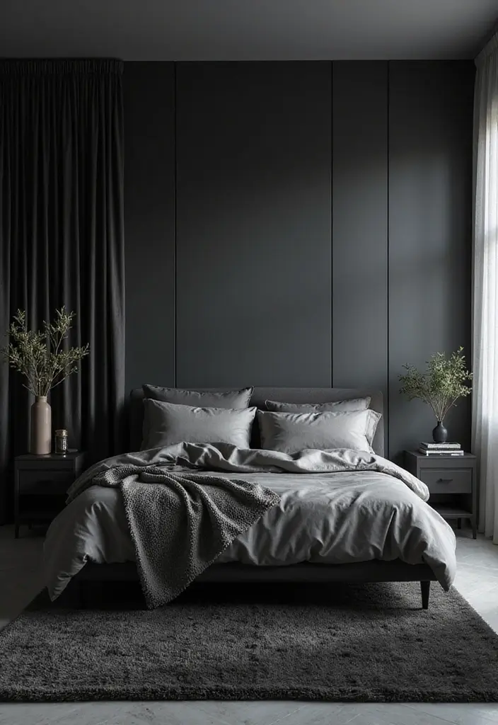 30 Black Aesthetic Bedroom Ideas That Are Sleek and Stylish - 2. Minimalist Layers