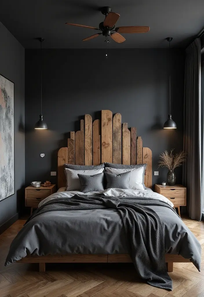 30 Black Aesthetic Bedroom Ideas That Are Sleek and Stylish - 28. Unique Headboards