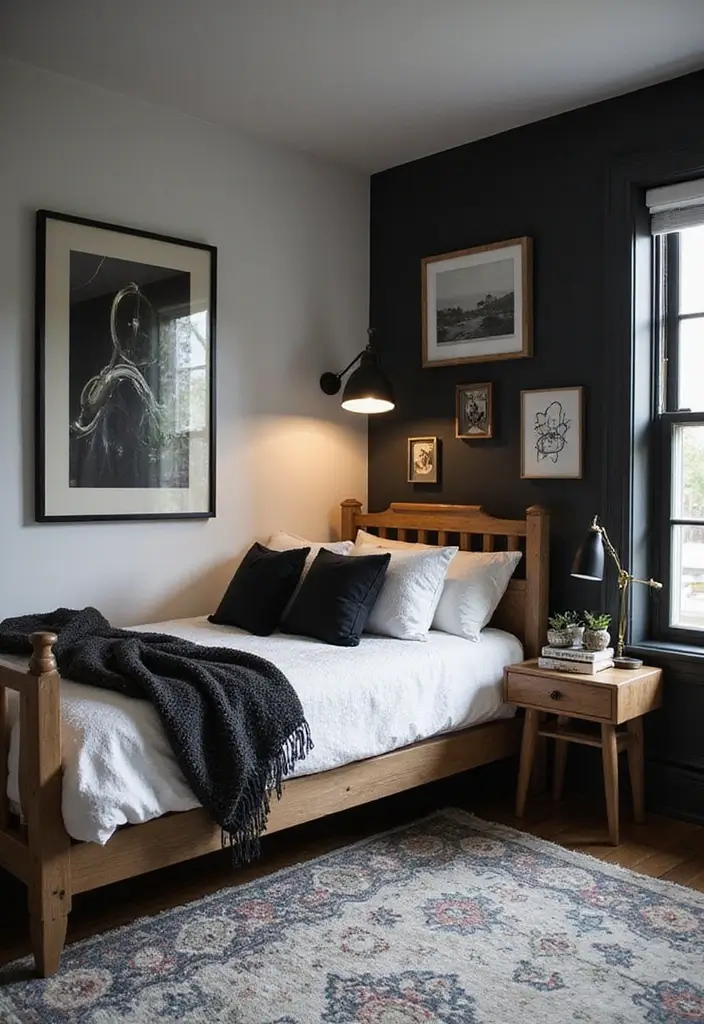 30 Black and White Bedroom Ideas for Teens That Are Bold & Balanced - 14. Vintage Finds