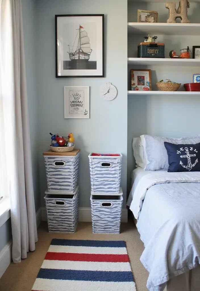 30 Blue Bedroom Ideas for Boys That Are Cool and Timeless - 8. Stylish Storage Solutions