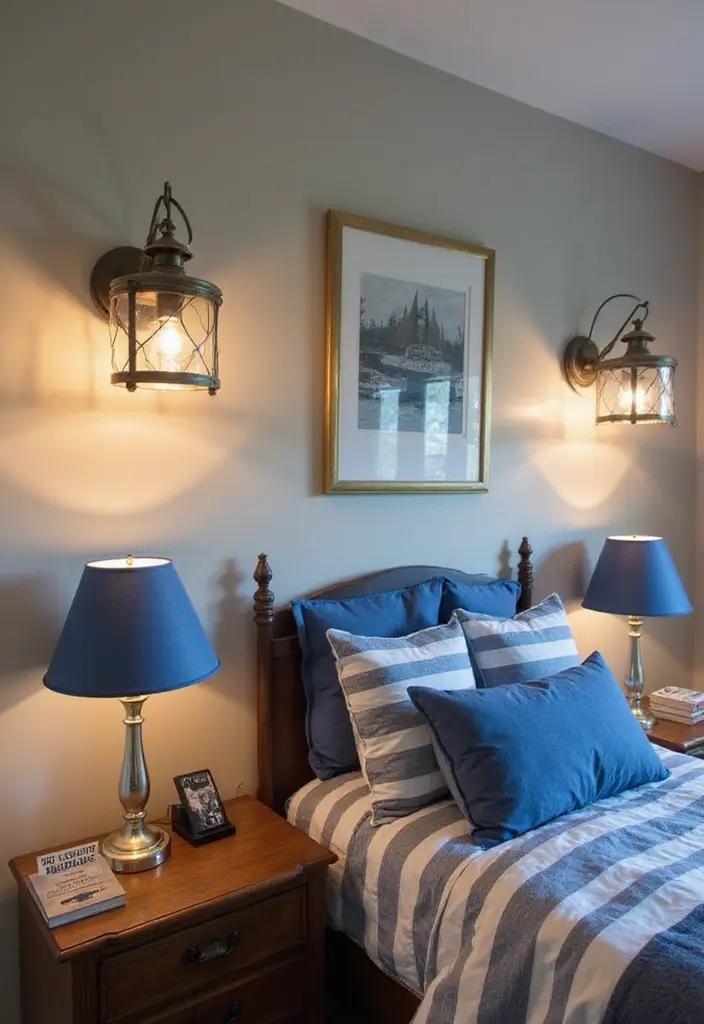 30 Blue Bedroom Ideas for Boys That Are Cool and Timeless - 9. Light Fixtures with Flair