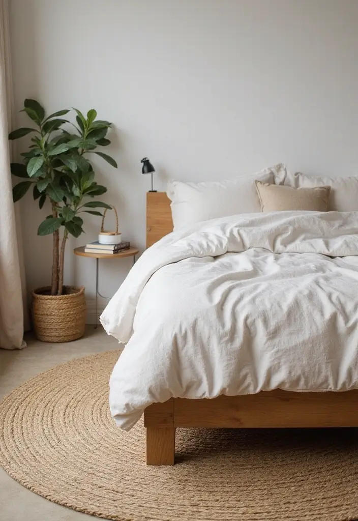 30 Cute Bedroom Ideas Aesthetic That Feel Pinterest-Perfect - 24. Natural Fiber Rugs