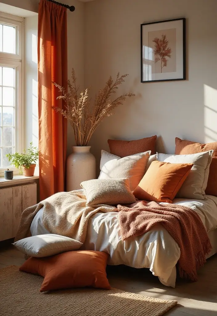 30 Cute Bedroom Ideas Aesthetic That Feel Pinterest-Perfect - 29. Warm Color Accents