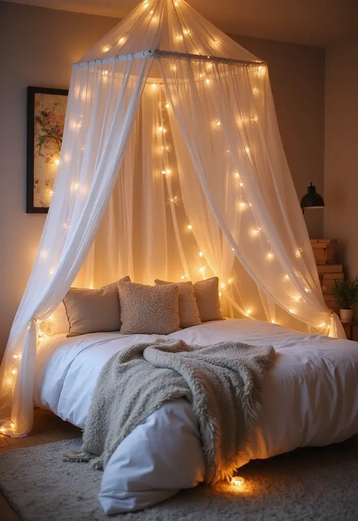 30 Cute Bedroom Ideas Aesthetic That Feel Pinterest-Perfect - 3. Dreamy Canopy