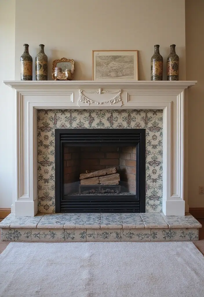 30 Fireplace in Bedroom Ideas That Add Warmth & Romance - 15. Fireplace with Decorative Tiles