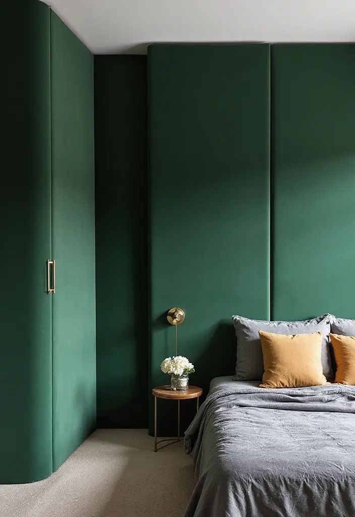 30 Green Velvet Bedroom Ideas That Feel Luxurious and Bold - 16. Green Velvet Dividers