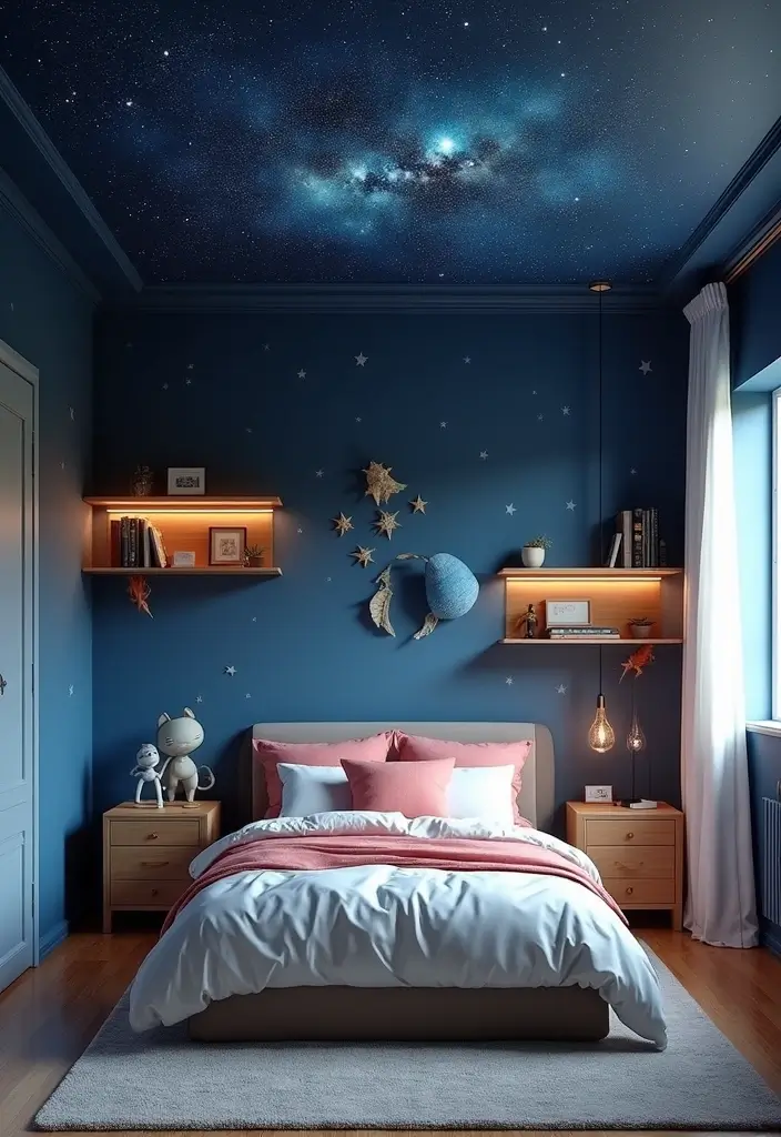 30 Preteen Boys Bedroom Ideas That Balance Fun & Function - 3. Galactic Getaway: Space-Themed Sanctuary