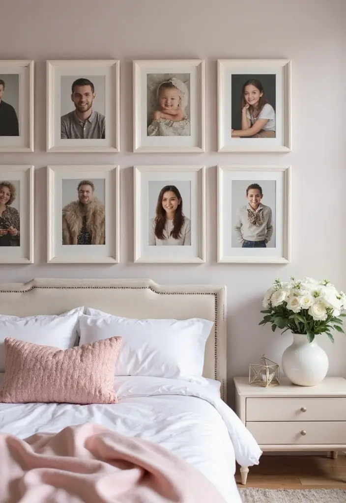 30 Princess Bedroom Ideas for Women That Feel Dreamy & Elegant - 14. Personal Touches with Framed Photos