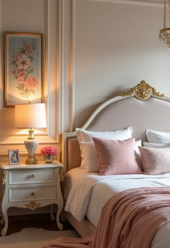 30 Princess Bedroom Ideas for Women That Feel Dreamy & Elegant - 20. Stylish Nightstands