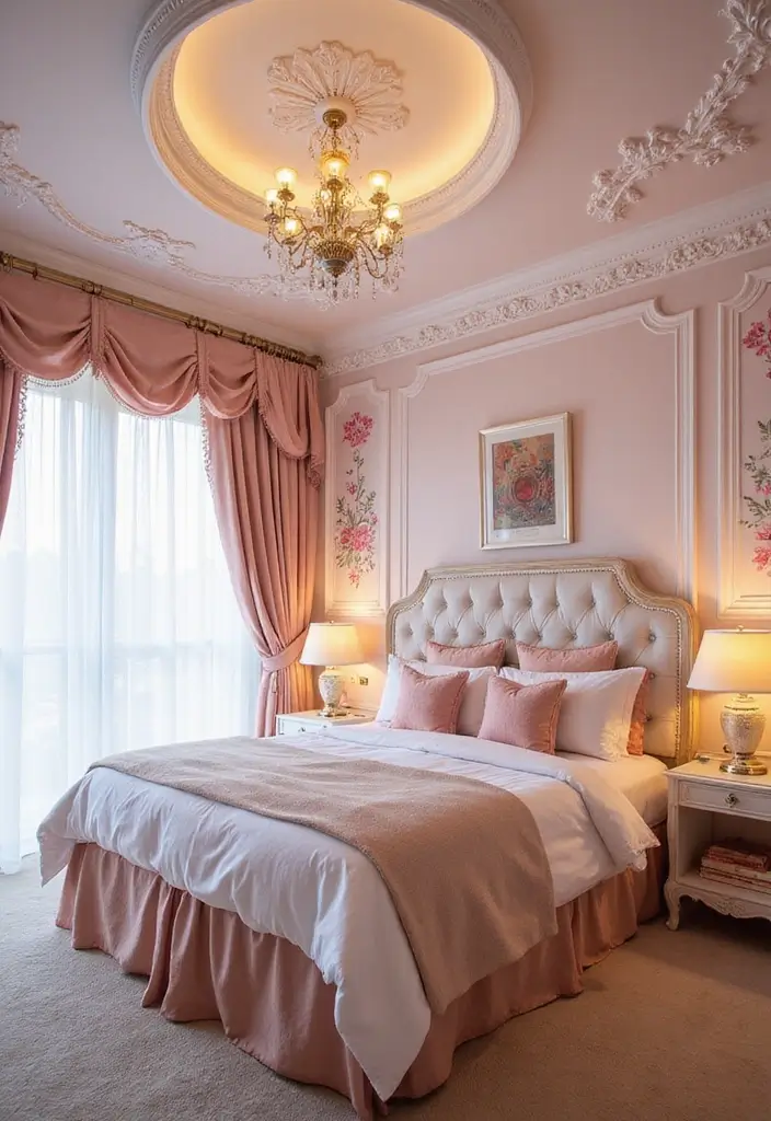 30 Princess Bedroom Ideas for Women That Feel Dreamy & Elegant - 22. Whimsical Ceiling Designs