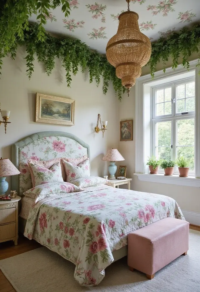 30 Princess Bedroom Ideas for Women That Feel Dreamy & Elegant - 27. Enchanted Garden Vibes