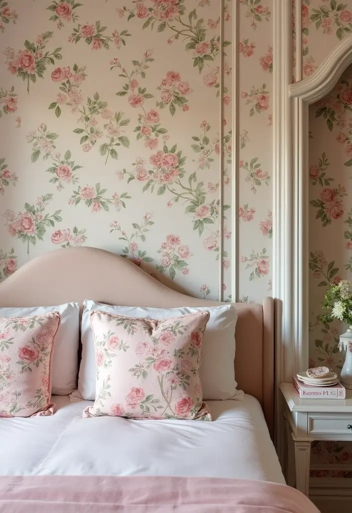 30 Princess Bedroom Ideas for Women That Feel Dreamy & Elegant - 6. Accent Walls with Wallpaper