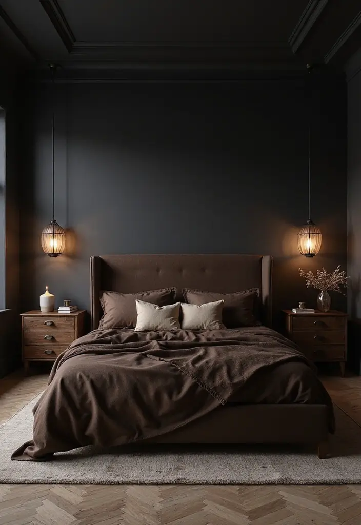25 Dark Brown Bed Frame Bedroom Ideas That Look Solid and Stylish - 14. Monochromatic Elegance