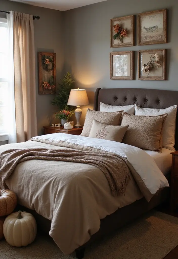 25 Dark Brown Bed Frame Bedroom Ideas That Look Solid and Stylish - 23. Seasonal Decor Changes