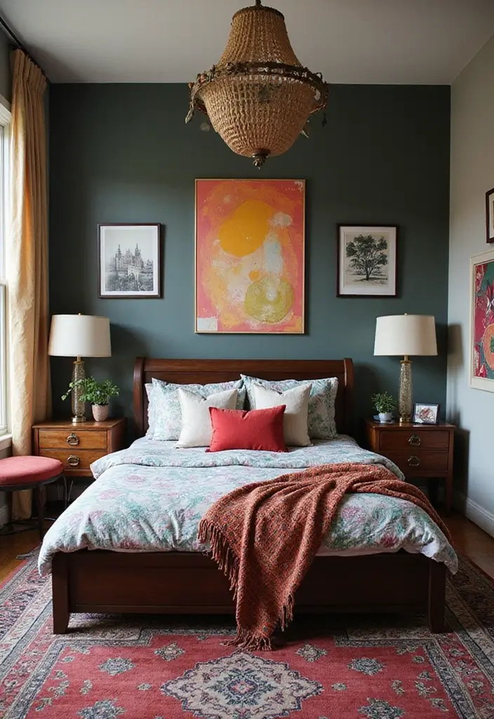 25 Dark Brown Bed Frame Bedroom Ideas That Look Solid and Stylish - 8. Eclectic Mixing and Matching