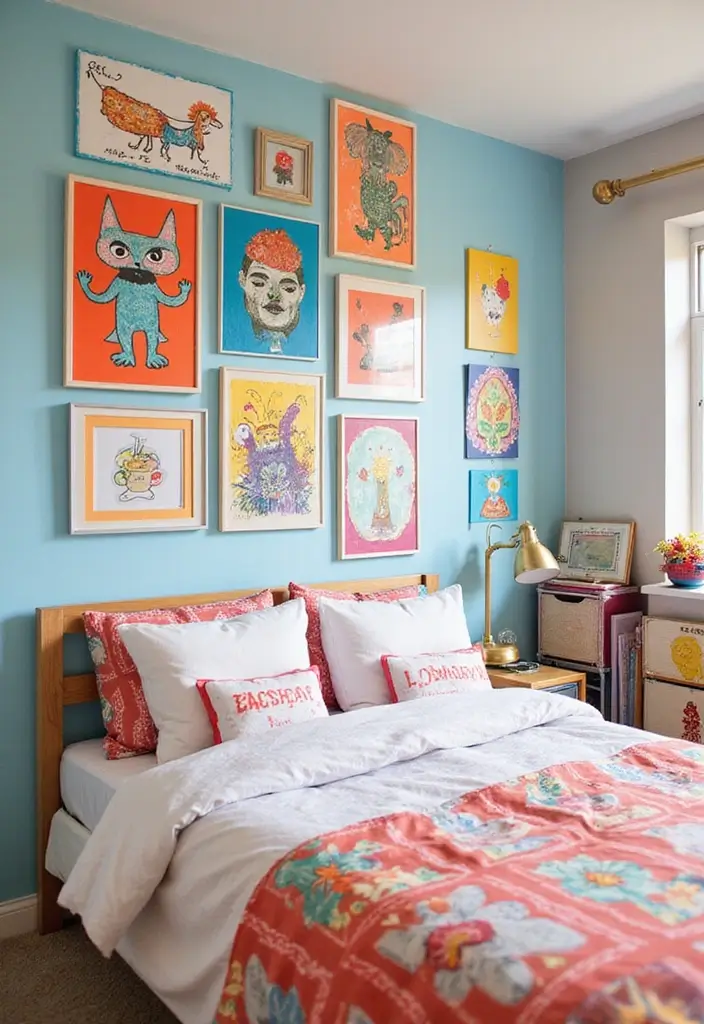 25 Kids Bedroom Ideas Shared Boy and Girl That Work Perfectly - 19. Playful Wall Art