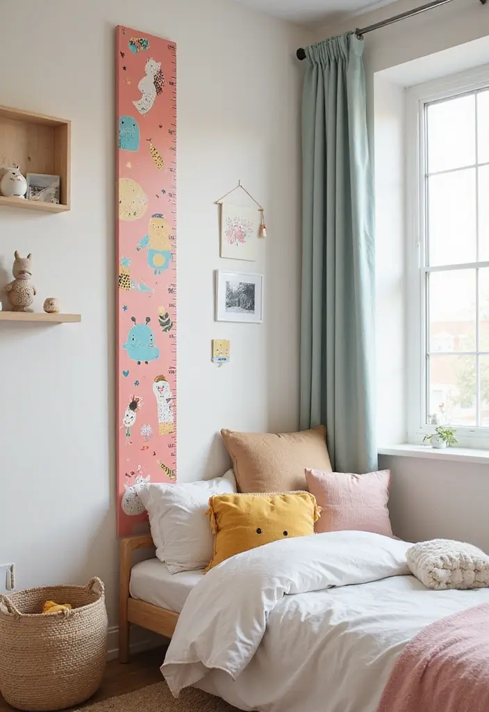25 Kids Bedroom Ideas Shared Boy and Girl That Work Perfectly - 24. Custom Growth Chart