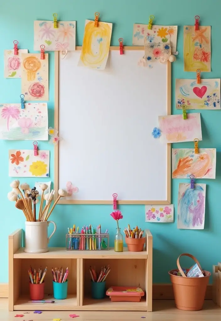 25 Kids Bedroom Ideas Shared Boy and Girl That Work Perfectly - 6. Artistic Expression Wall